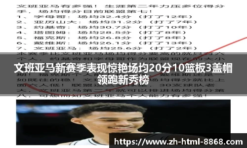 文班亚马新赛季表现惊艳场均20分10篮板3盖帽领跑新秀榜